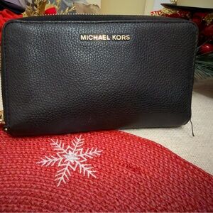 Michael Kors Black Pebbled Leather Wallet